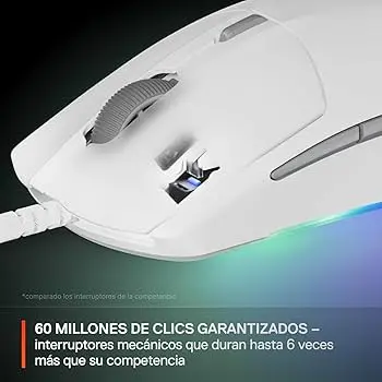 SteelSeries Rival 3 Gen 2 RGB Gaming Mouse White – 8500 DPI TrueMove Core Optical Sensor, Ultra-Lightweight Wired Esports Mouse with 6 Programmable Buttons
