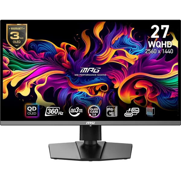 MSI MPG 271QRX QD-OLED 27" WQHD Gaming Monitor - 360Hz 0.03ms HDR True Black 400 HDMI 2.1