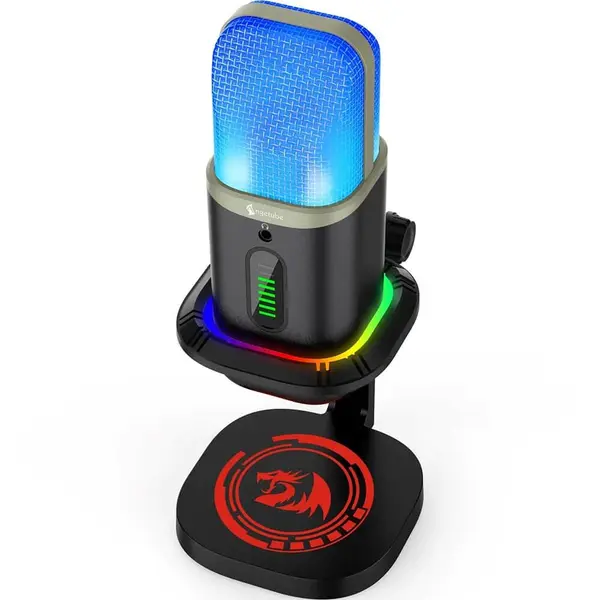 Redragon ECOWAVE GM305 RGB USB Streaming Microphone Condenser Gaming Mic with Logo for PC Podcast YouTube Streaming
