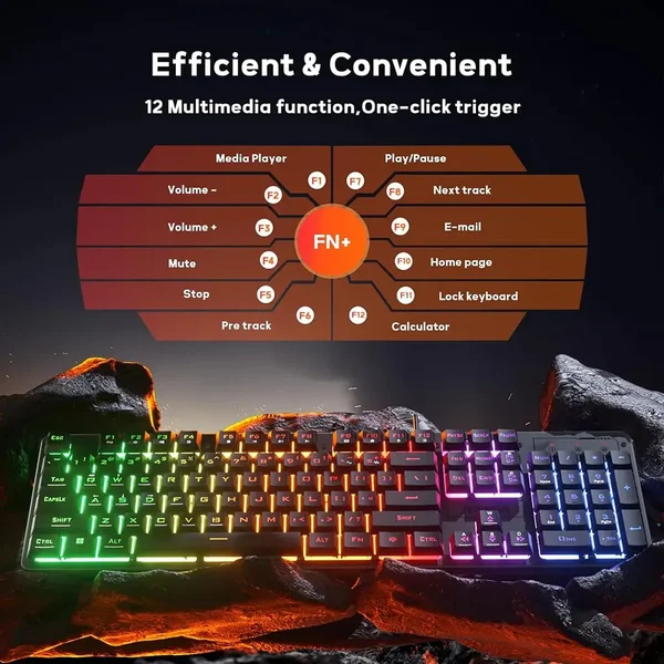 Redragon NETHERBANE K521 RGB Wired Gaming Keyboard – Full Size Mechanical Feel Membrane Keyboard with Anti-Ghosting & Multimedia Keys