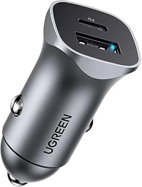UGREEN Dual USB Car Charger Space Grey – 24W Fast Charging Car Adapter with Dual USB Ports for iPhone, Samsung, Xiaomi, iPad & Android Devices