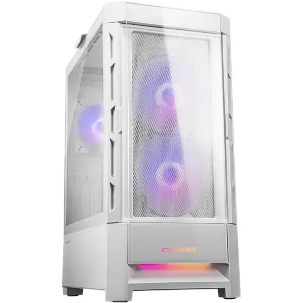 XPG VALOR MESH MT White Mid Tower Gaming PC Case, Tempered Glass ATX Chassis with 4 Pre-Installed Fans