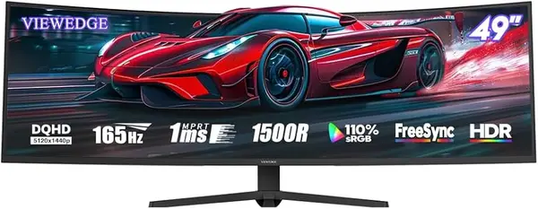 GFURY QUANTAM EDGE 165Hz 49" Curved 5K Gaming Monitor – Silver, WQHD 5120x1440