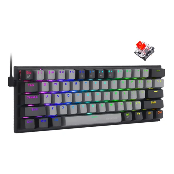 E-YOOSO Z-11 RGB Mechanical Gaming Keyboard 60% Compact Wired/Wireless Hot-Swappable Keyboard with RGB Backlit & Blue/Red Switches