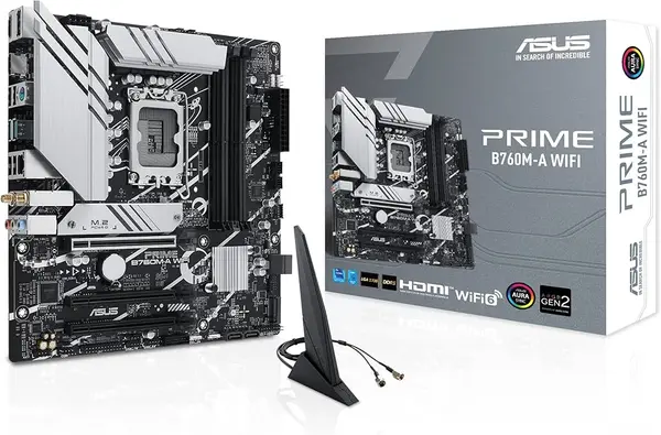 ASUS PRIME B760M-A mATX Motherboard – LGA1700, DDR5, Intel B760 Chipset, PCIe 4.0, 14th/13th/12th Gen Intel Support, 2.5Gb LAN, ARGB Header