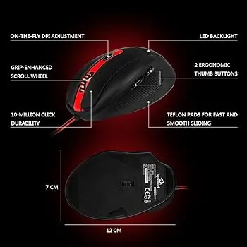 Redragon SMILODON M605 Wired Gaming Mouse 2000 DPI 6 Button LED Backlit Optical Gaming Mouse for PC Laptop FPS MOBA Gaming