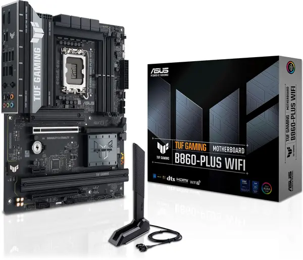 ASUS TUF GAMING B860M-PLUS WIFI D5 mATX Motherboard – LGA1851, DDR5, Intel B860 Chipset, WiFi 7, 2.5Gb LAN, PCIe 5.0, Military-Grade Durability