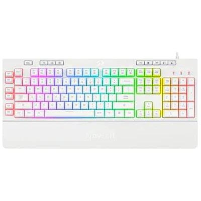 Redragon SHIVA White K512W RGB Wired Gaming Keyboard – Full Size Membrane Gaming Keyboard with Macro Keys, RGB Backlight & Magnetic Wrist Rest
