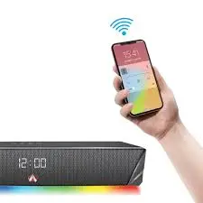 Audionic Optima Sound Bar Mobile Speaker – Bluetooth Portable Wireless Soundbar with RGB Lights, Digital Clock, FM Radio & Rechargeable Battery