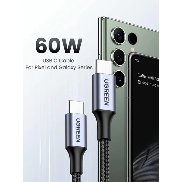 UGREEN USB-C to USB-C 60W Fast Charging Cable Black | PD USB Type-C Charging & Data Sync Cable for MacBook, Samsung, iPhone 15/16, iPad & Android Devices