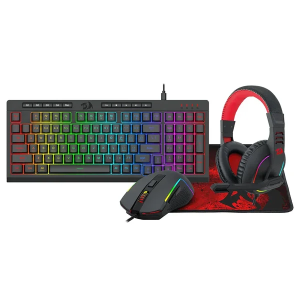 Redragon S148 4-in-1 RGB Gaming Combo Bundle | K515 RGB Gaming Keyboard + M616 Gaming Mouse + H120 Gaming Headset + P016 Mouse Pad