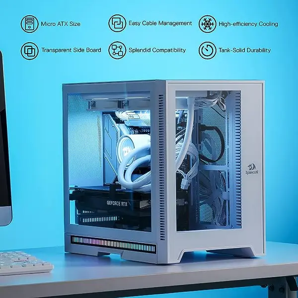 Redragon HOT ROD GC-MC211W Mini Tower Gaming Case with Tempered Glass, High Airflow & M-ATX/ITX Support