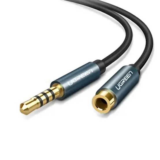 UGREEN 3.5mm Male to 3.5mm Female AUX Extension Cable 2M Black | Braided Gold-Plated Stereo Audio Extension Cable for Headphones, Speakers, Car & Laptop