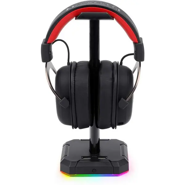 Redragon HA300 Scepter Pro RGB Gaming Headset Stand with 4 USB Ports | Aluminum Headphone Holder