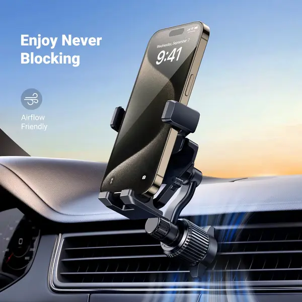 UGREEN Gravity Drive Air Vent Car Mount Phone Holder Black | Auto-Lock Gravity Car Phone Holder for iPhone, Samsung & Smartphones Dashboard Clip Stand