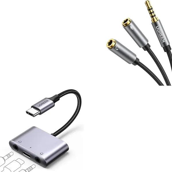 UGREEN USB Type-C to Dual 3.5mm Female Audio Adapter | USB-C to Headphone & Microphone Splitter | Hi-Fi DAC Audio Converter for Laptop, Smartphone & Gaming Headset