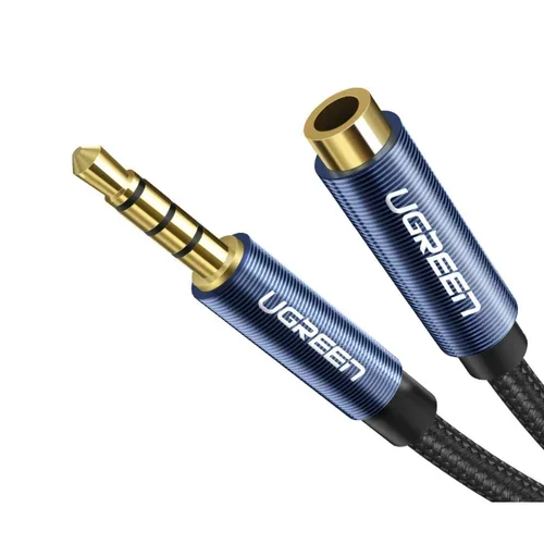 UGREEN 3.5mm Male to 3.5mm Female AUX Extension Cable 2M Black | Braided Gold-Plated Stereo Audio Extension Cable for Headphones, Speakers, Car & Laptop