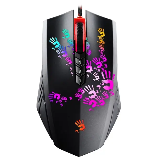 Bloody A60 Light Strike Neon RGB Gaming Mouse Ultra Core 3 & 4 Activated 6200 CPI Optical Sensor 0.2ms Esports Wired Gaming Mouse Stone Black