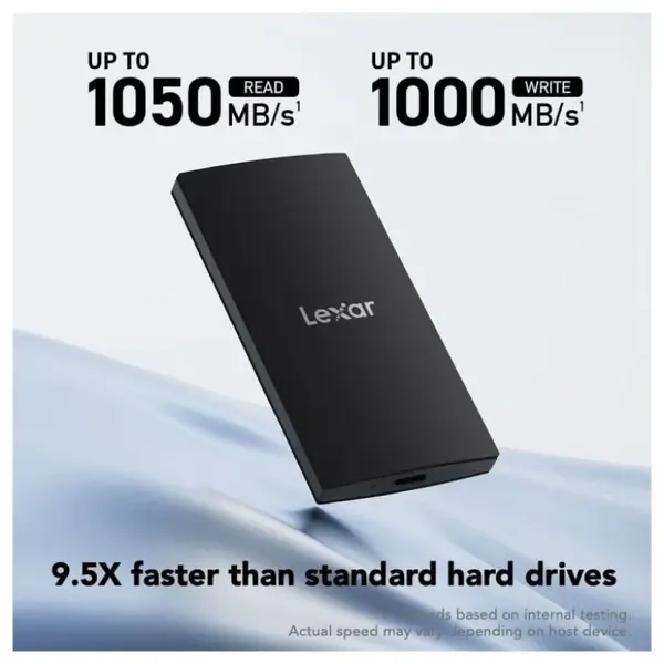 Lexar SL300 Portable SSD, 1TB, Up To 1050MB/s Read, USB 3.2 Gen 2 Type-C, IP54 Dust and Water Resistance