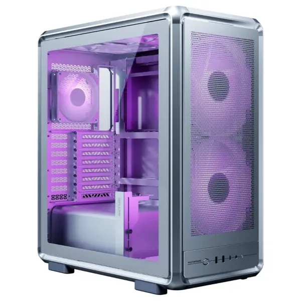 Cooler Master MasterFrame 500 Mesh ARGB Mid Tower Case, Open-Frame Mesh Design, 2x200mm ARGB and 1x120mm ARGB Fans, USB-C Gen 2x2, Silver