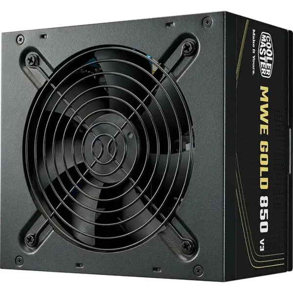 Cooler Master MWE Gold 850 V3 Non-Modular PSU, 850W, 80 Plus Gold, ATX 3.1, Zero-RPM Mode