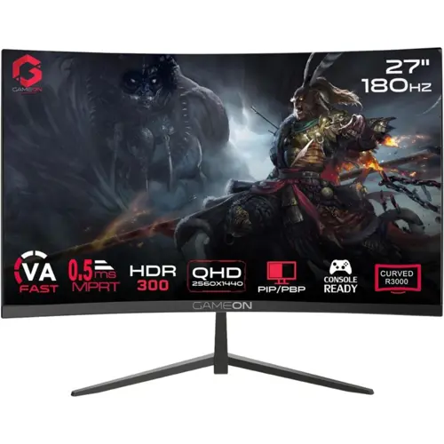 GAMEON 27" QHD 180Hz Curved Gaming Monitor - 0.5ms, HDMI 2.1, PS5 Ready