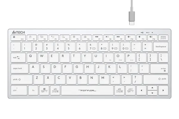 A4tech Fstyler FBX51C Dual Mode Bluetooth / 2.4G Wireless Compact Rechargeable Keyboard | White