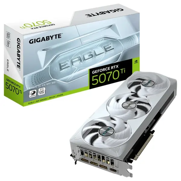 Gigabyte GeForce RTX 5070 Ti EAGLE OC ICE SFF 16G Graphics Card, 16GB GDDR7 256bit, PCI-E 5.0, 2542MHz, Ice