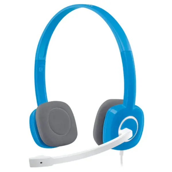 Logitech H150 Stereo USB Wired Headset - Noise-Cancelling Mic, In-Line Controls, PC/Laptop, Plug & Play | Blue / White