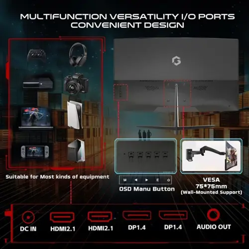 GAMEON 27" QHD 180Hz Curved Gaming Monitor - 0.5ms, HDMI 2.1, PS5 Ready