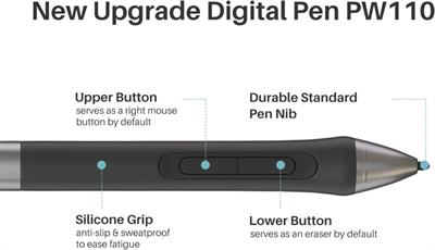 HUION Inspiroy 2 S/M/L Digital Pen PW110, PenTech 3.0 Battery-Free Stylus (Only Pen)
