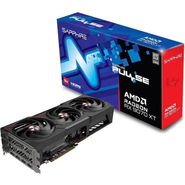 Sapphire Pulse AMD Radeon RX 9070 XT Gaming Graphics Card, 16GB GDDR6, Boost Clock Up To 2970MHz, 11348-03-20G