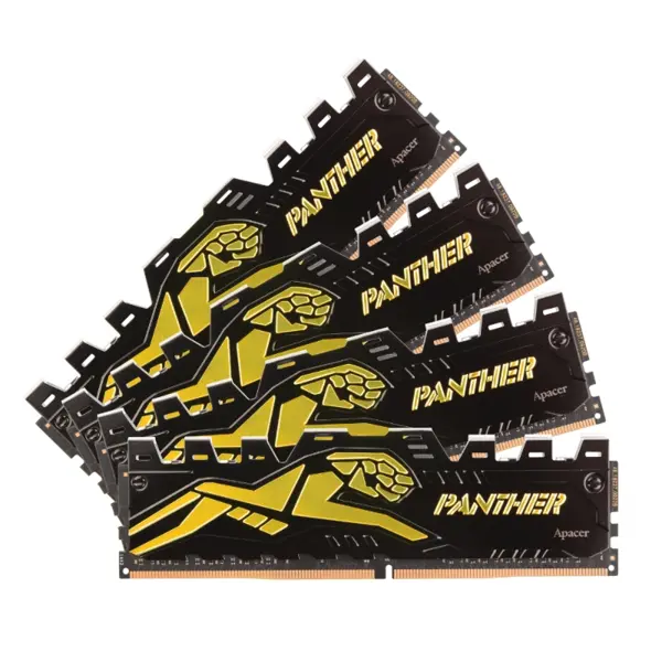 Apacer Panther 16GB DDR4 3200MHz CL16 Gaming RAM, Desktop Memory, Black-Gold Heat Spreader