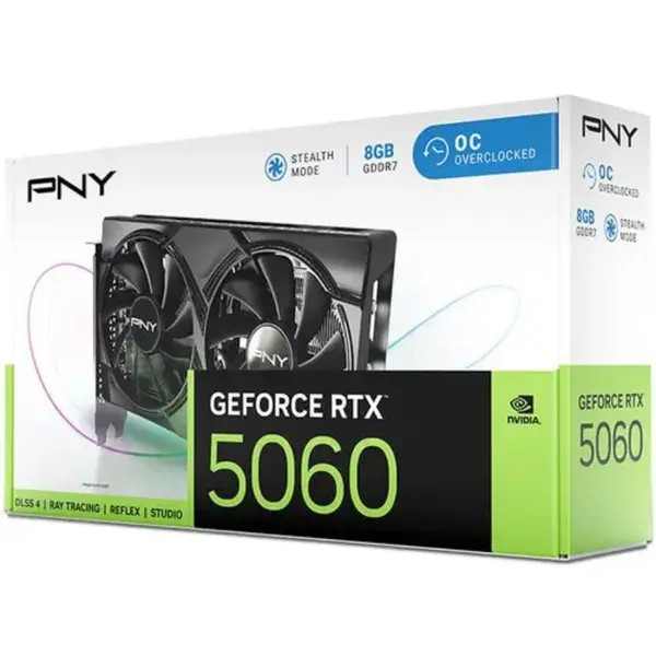 PNY NVIDIA GeForce RTX 5060 8GB OC Dual Fan Graphics Card, VCG50608DFXPB1-O Black