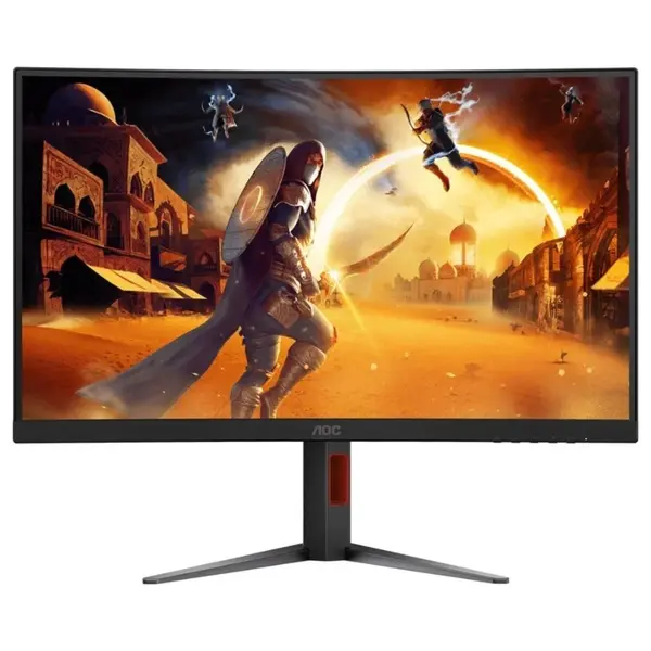 AOC CQ27G4 Curved Gaming Monitor, 27", QHD 2560 x 1440, 180Hz, Fast VA, 0.5ms MPRT, HDR10, Adaptive Sync, Black and Red