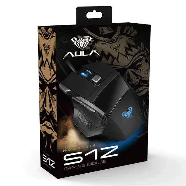 AULA S12 Optical Rainbow Backlit 4800DPI With Side Button Programmable Wired Gaming Mouse