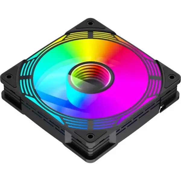 GameMax FN12A-C8I 120mm ARGB PC Case Fan Black Infinity Mirror Center 5V 3pin Aura Sync 800-1600 RPM 4pin PWM High-Performance Quiet Cooling