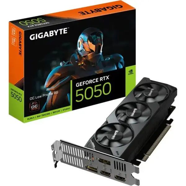 Gigabyte GeForce RTX 5050 OC Low Profile 8G Graphics Card, 8GB GDDR6, 128-Bit, Boost 2587MHz, PCIe 5.0, DLSS 4, Model GV-N5050OC-8GL