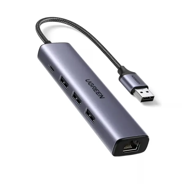 UGREEN 60554 USB 3.0 To Gigabit Ethernet Adapter 5 In 1 Multiport Hub