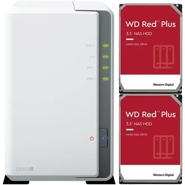 Synology DS223j 2-Bay Diskstation NAS | 8TB Bundle with 2X 4TB WD Red Plus