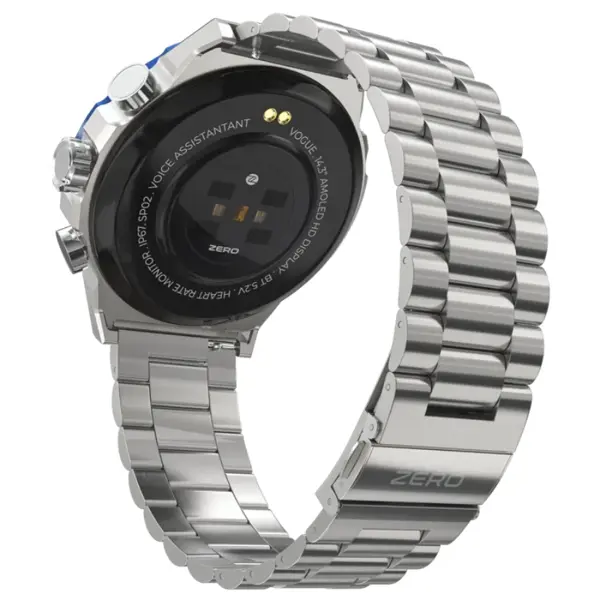 Zero Lifestyle Vogue Platinum Series Smartwatch – Bluetooth Calling, AMOLED Display, AI Voice Assistant, Fitness Smart Watch (Silver)