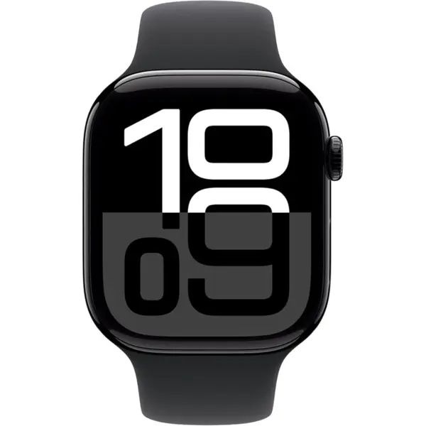 Apple Watch Series 10 GPS 46mm Jet Black Aluminum Case with Black Sport Band Smartwatch