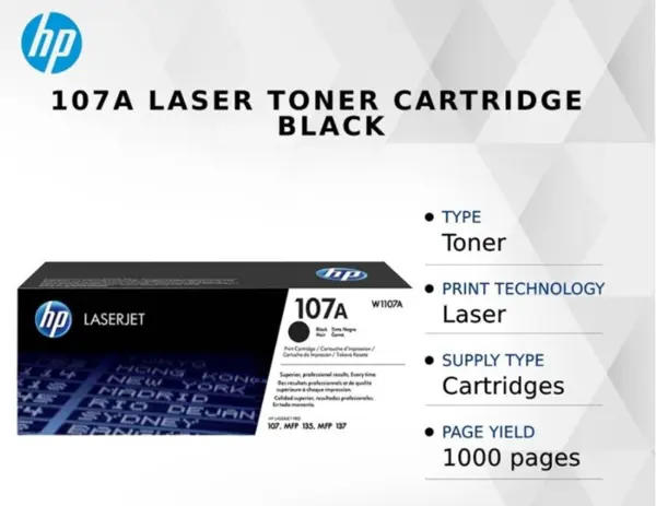 HP 107A Black Original Laser Toner Cartridge (W1107A) | For HP LaserJet 107A, 107W, MFP 135A, 135W, 137fnw Printers