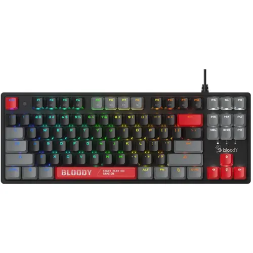 Bloody S310N RGB BLMS Mechanical Gaming Keyboard, Red Plus Switch, Linear, Energy Red Black