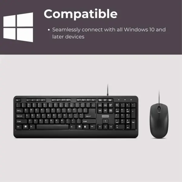 Lenovo 160 Wired Combo Keyboard and Mouse Wired Black