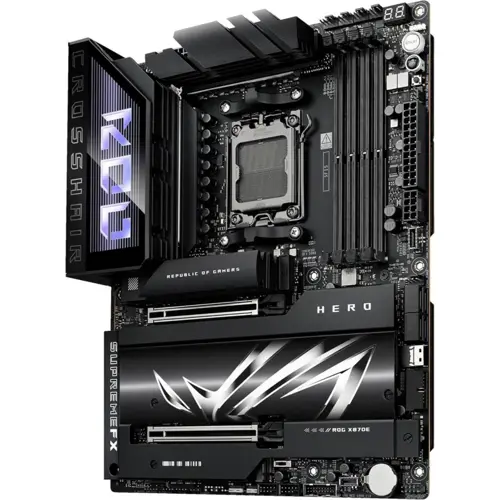 Asus ROG Crosshair X870E Hero DDR5 AMD AM5 ATX Motherboard – PCIe 5.0, WiFi 7, USB4, 5-inch LCD