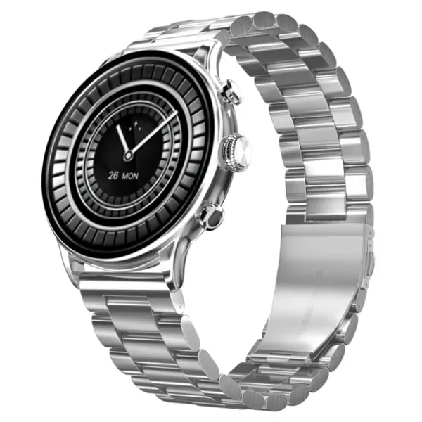 Zero Lifestyle Royale Smartwatch – Bluetooth Calling, AMOLED Display, AI Voice Assistant, Fitness Smart Watch (Golden Metal | Titanium Silver | Blue Strap)