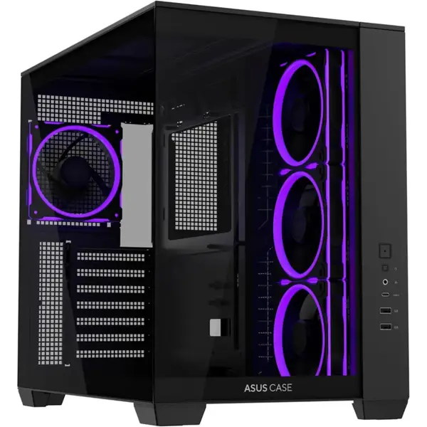 ASUS A32 Plus TG ARGB Mid-Tower ATX PC Case Black with 4 ARGB Fans