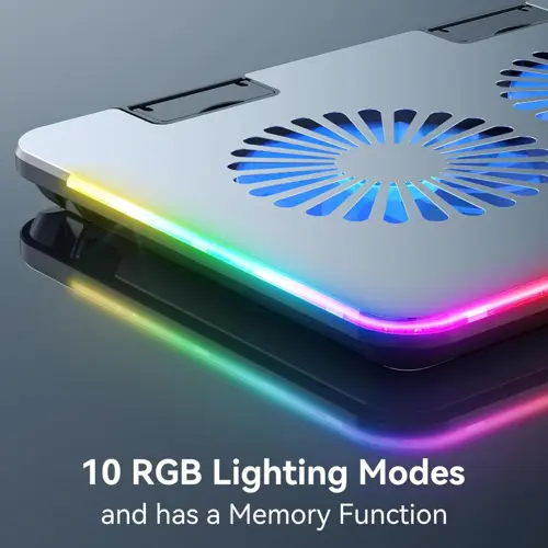 Amaze A505 Laptop RGB Cooling Stand - Dual 110mm Fans, 5-Step Retractable, 10 RGB Modes