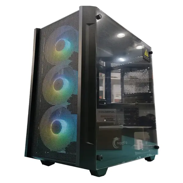 E-Dragon Syrax Edge 1620 Mid-Tower ATX Gaming Case, 3x ARGB Fans Preinstalled, Front Mesh, Tempered Glass, Black